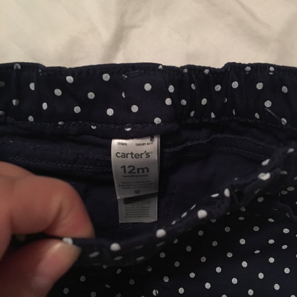 Carter’s navy polka dot pants. EUC 12 months. - Picture 2 of 3
